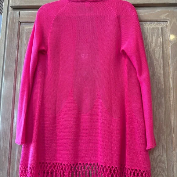 Lilly Pulitzer Vibrant Pink Fringe Sweater - Picture 2 of 3